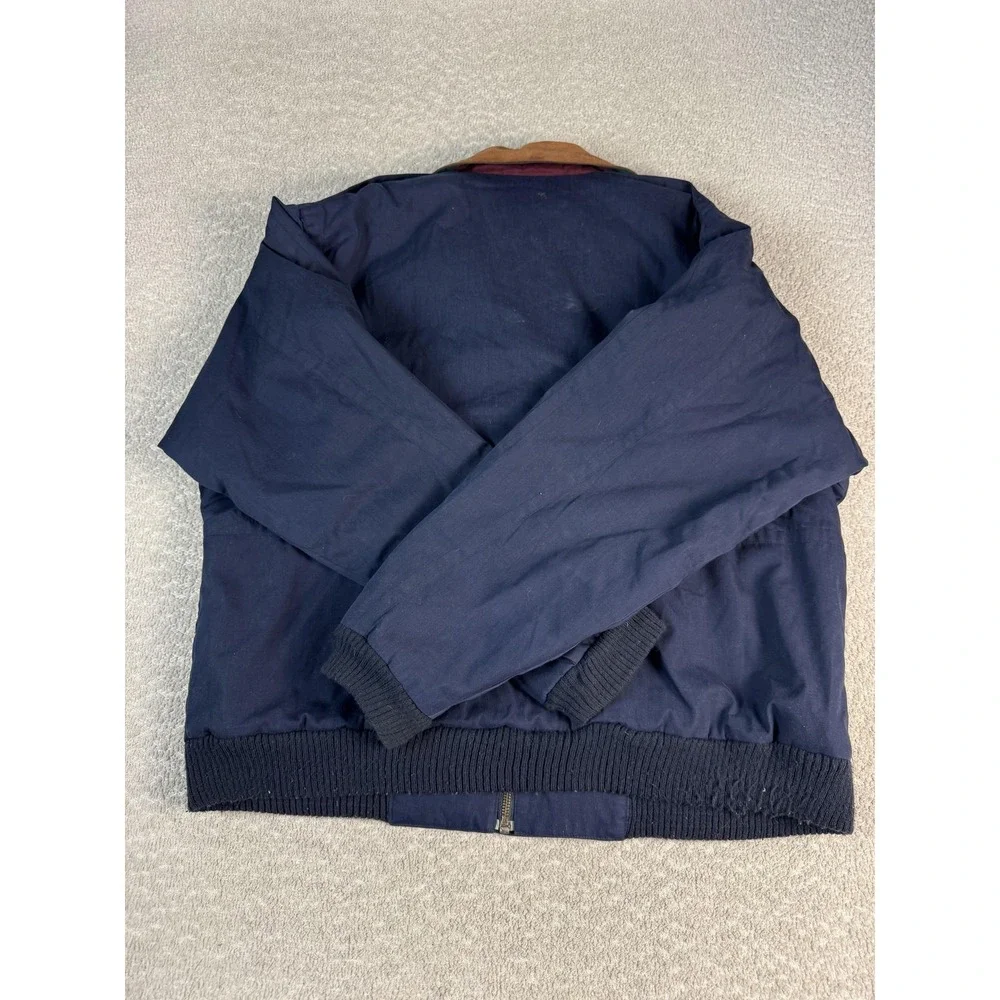 Vintage McGregor Jacket Mens Large Navy Suede Collar Plaid Lined Bomber Coat‎